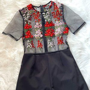 Embroidered Semi-Sheer Romper